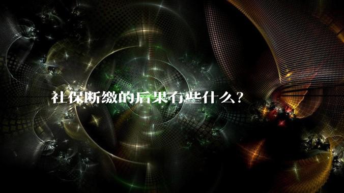 社保断缴的后果有些什么？